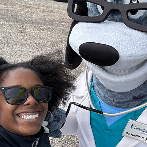 The Community Education team with a health mascot