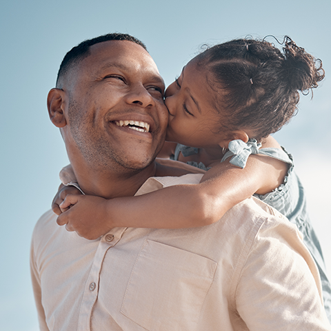 Tissue recipient with his child